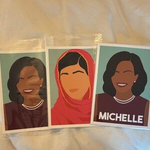 Set of 3 Political Icon Art Prints - Michelle & Malala Style